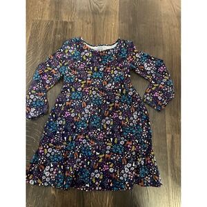 Jumping Beans Toddler Girls Dress Size 5 Long Sleeve Deer Floral Print CUTE!